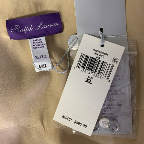 RALPH LAUREN Size XL Khaki Lyocel Western Long Sleeve Shirt