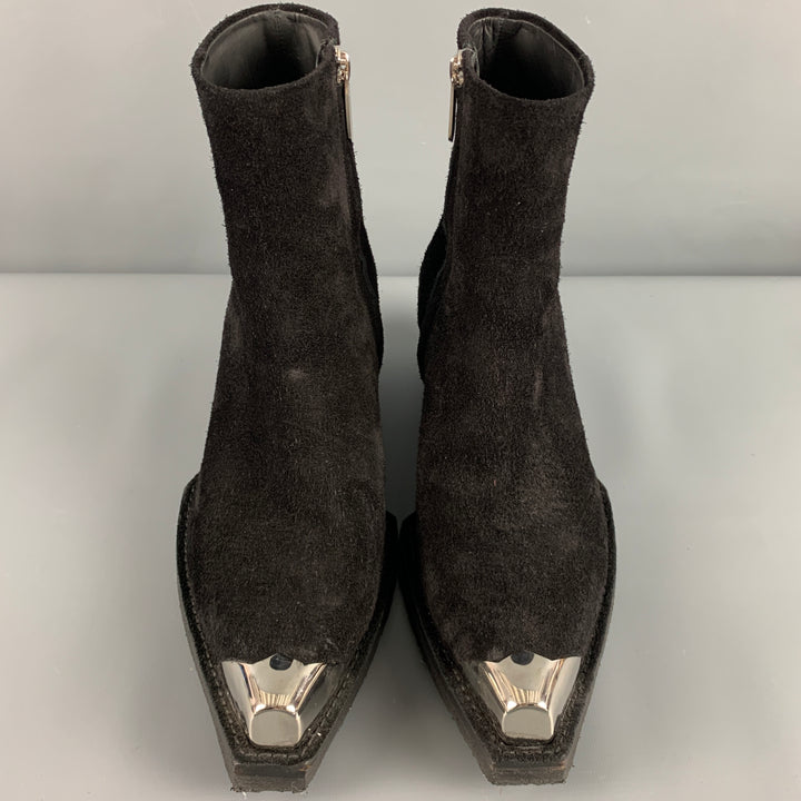 CALVIN KLEIN 205W39NYC Size 12 Black Leather Side Zipper Boots