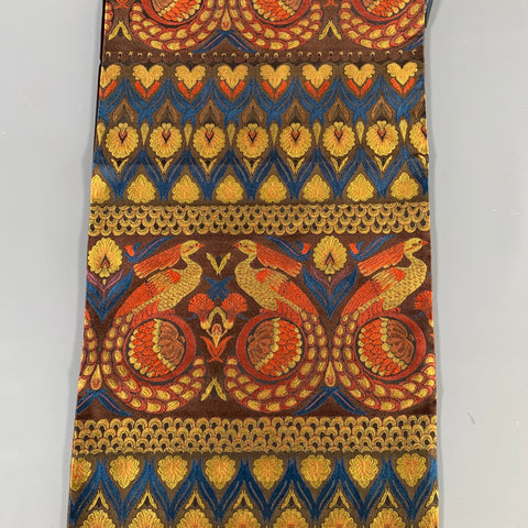 ALEXANDER MCQUEEN Brown Red & Gold Embroidered Silk Scarf