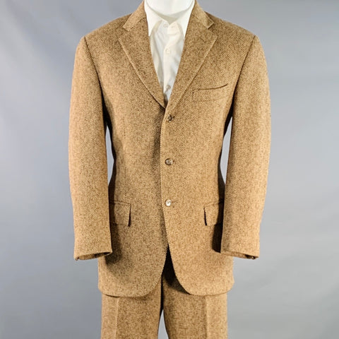 POLO by RALPH LAUREN Size 38 Regular Brown Beige Woven Virgin Wool Suit