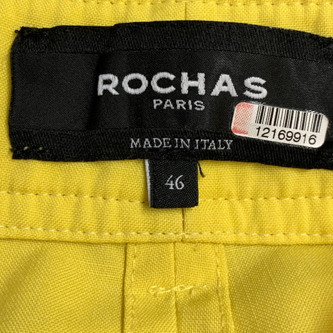 ROCHAS Size 10 Neon Yellow Wool Cuff Casual Pants