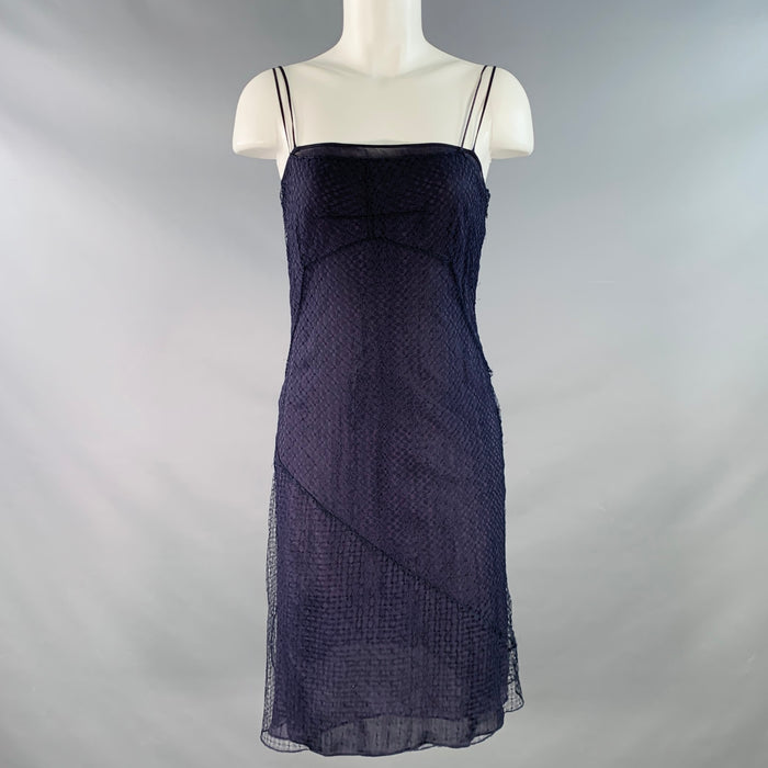 Robe en soie à fines bretelles ALBERTA FERRETTI taille 38 bleu marine