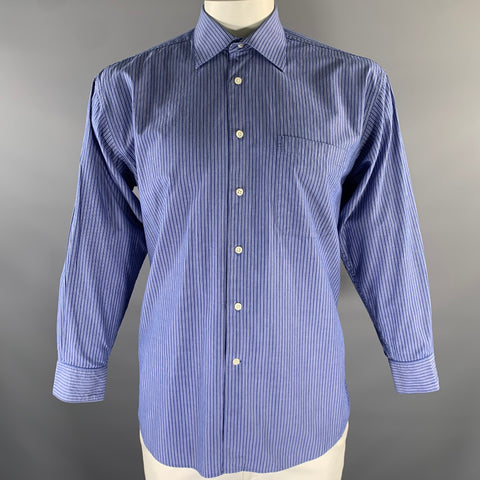 CHRISTIAN DIOR Size L Blue White Stripe Cotton Vintage Long Sleeve Shirt