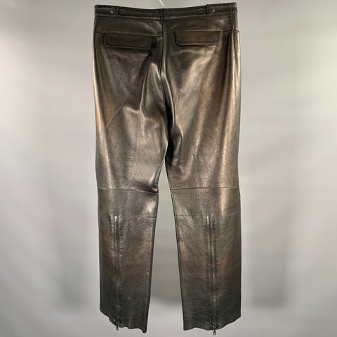 NEIL BARRETT Size 31 Black Metallic Leather Dress Pants