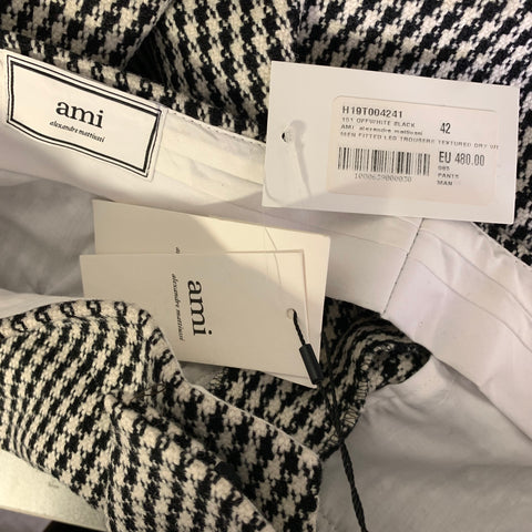 AMI by ALEXANDRE MATTIUSSI Size 34 Black White Wool Houndstooth Dress Pants