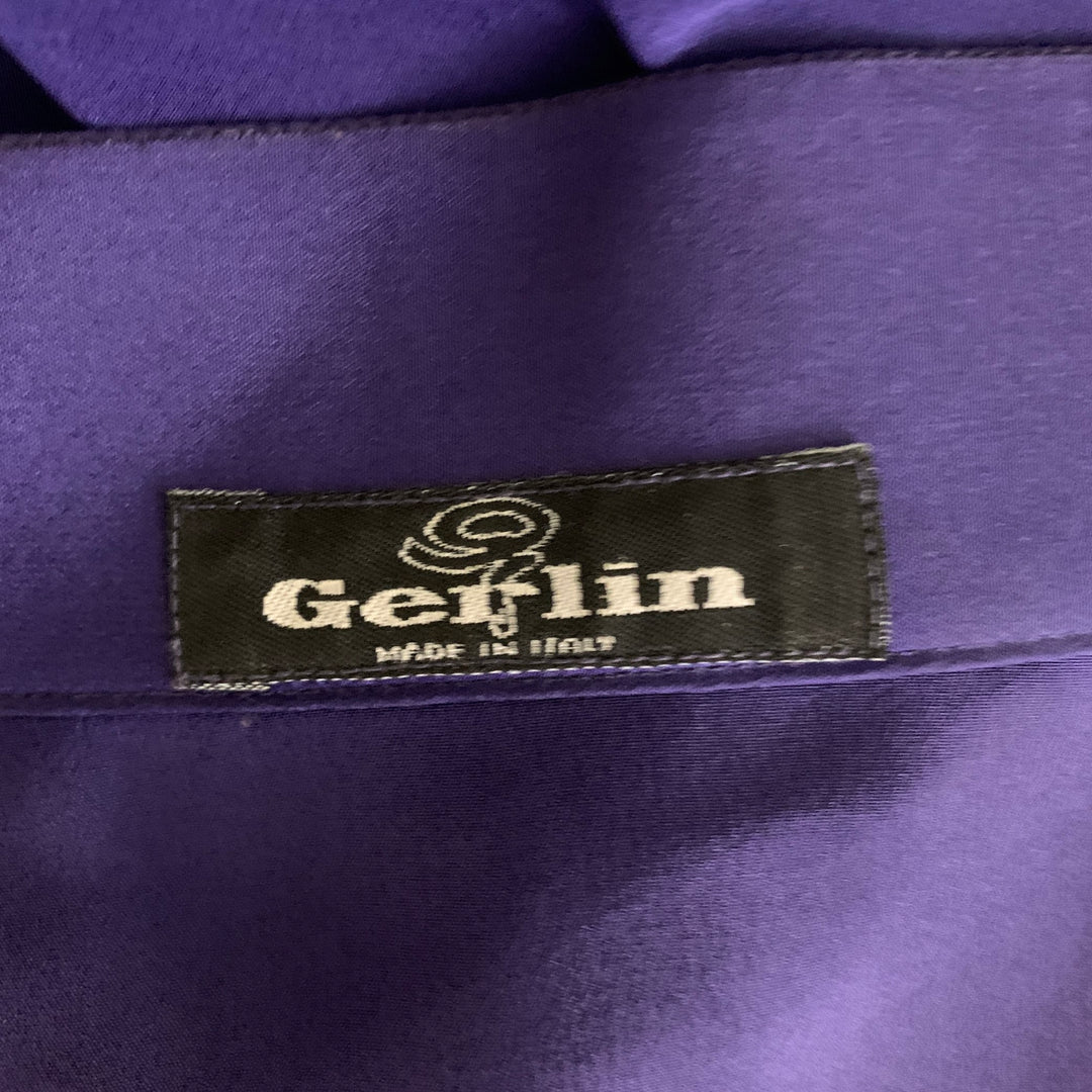 GERLIN Size XL Black Purple Alligator Print Pointed Collar Long Sleeve Shirt
