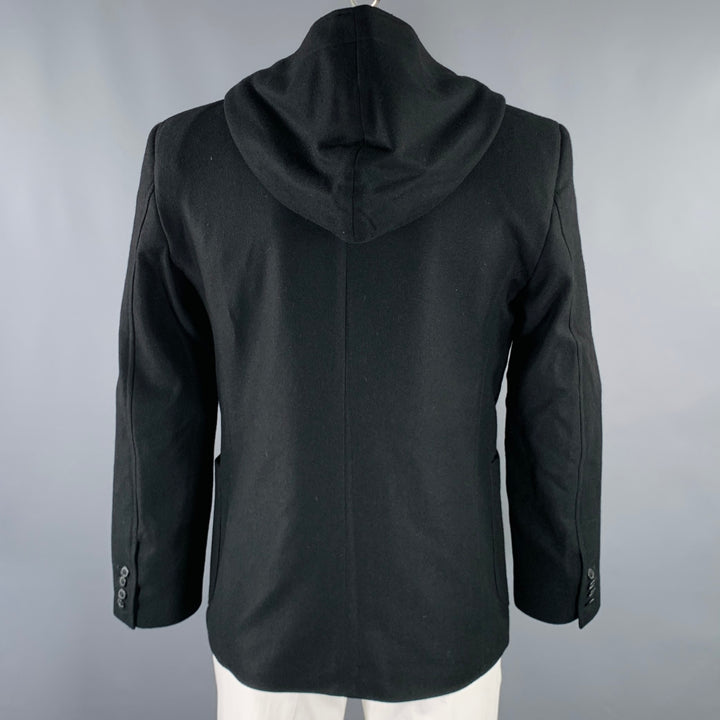 YOKO DEVEREAUX Size 44 Black Cashmere Hooded Jacket