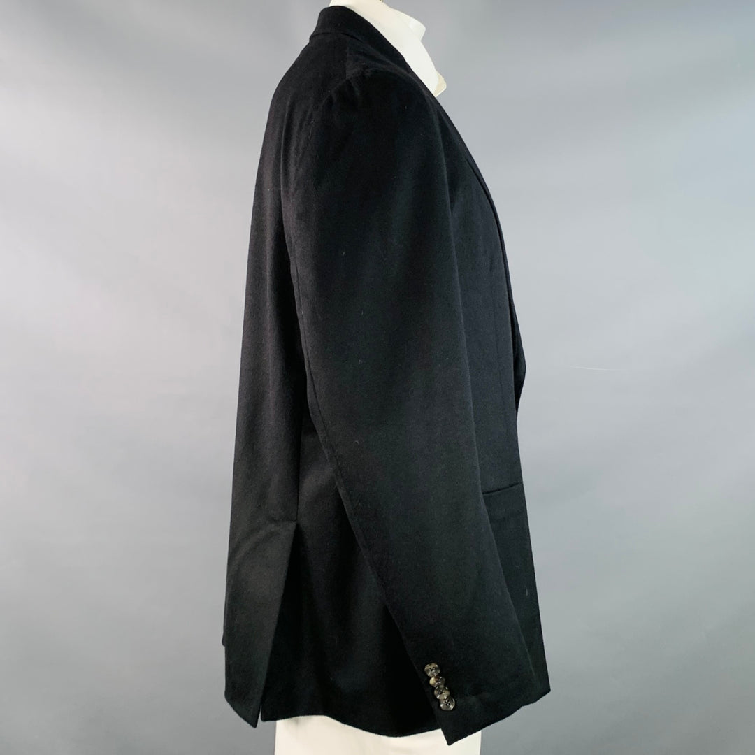 PATRICK JAMES Size 48 Regular Black Cashmere Notch Lapel Sport Coat