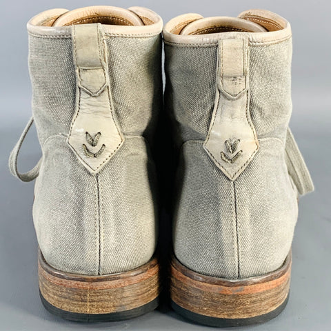 JOHN VARVATOS Size 10 Grey Canvas Cap Toe Lace-Up Ankle Boots