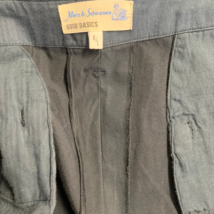 MERZ B. SCHWANEN Size L Navy Cotton Pleated Casual Pants