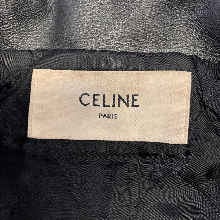 CELINE Size S Black Leather Motorcycle Jacket