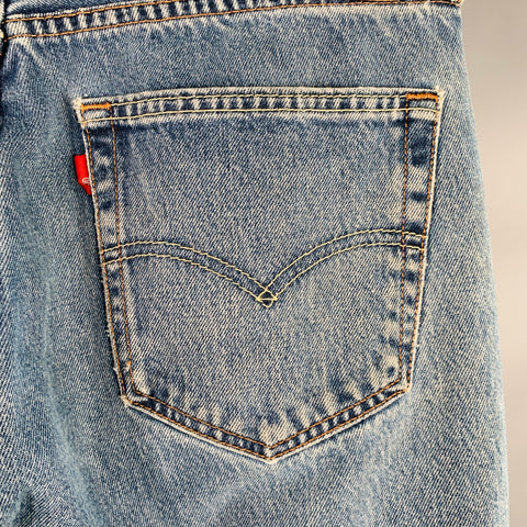 LEVI STRAUSS Size 32 Blue Distressed Cotton Straight Five Pockets Jeans