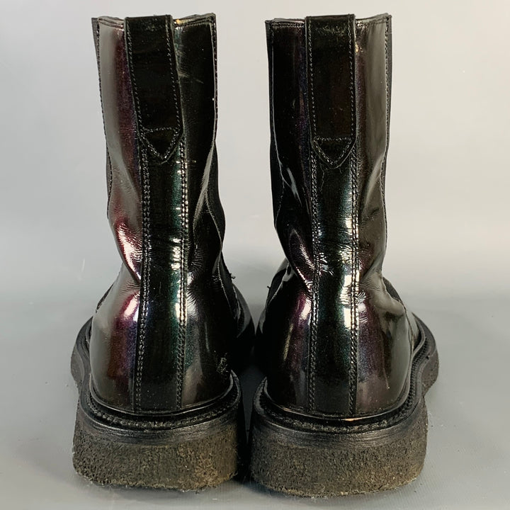 DIOR HOMME Size 8 Black Iridescent Leather Crepe Sole Chelsea Boots