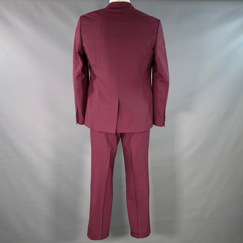 PAUL SMITH Size 42 Byard Burgundy Glenplaid Wool Notch Lapel Suit