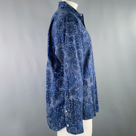 POLO by RALPH LAUREN Size XXL Blue Grey Paisley Cotton Long Sleeve Shirt
