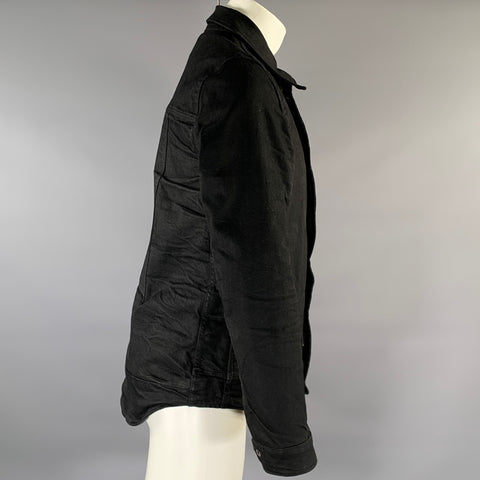 SCOTCH AND SODA Chest Size M Black Patch Cotton Blend Trucker Jacket