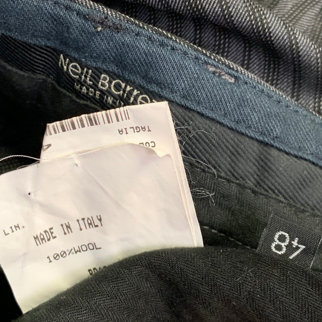 NEIL BARRETT Size 32 Black Charcoal Stripe Wool Flat Front Tapered Dress Pants