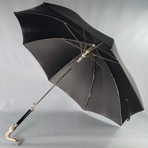 PASSOTI Black Silver Polyester Snake Handle Umbrella
