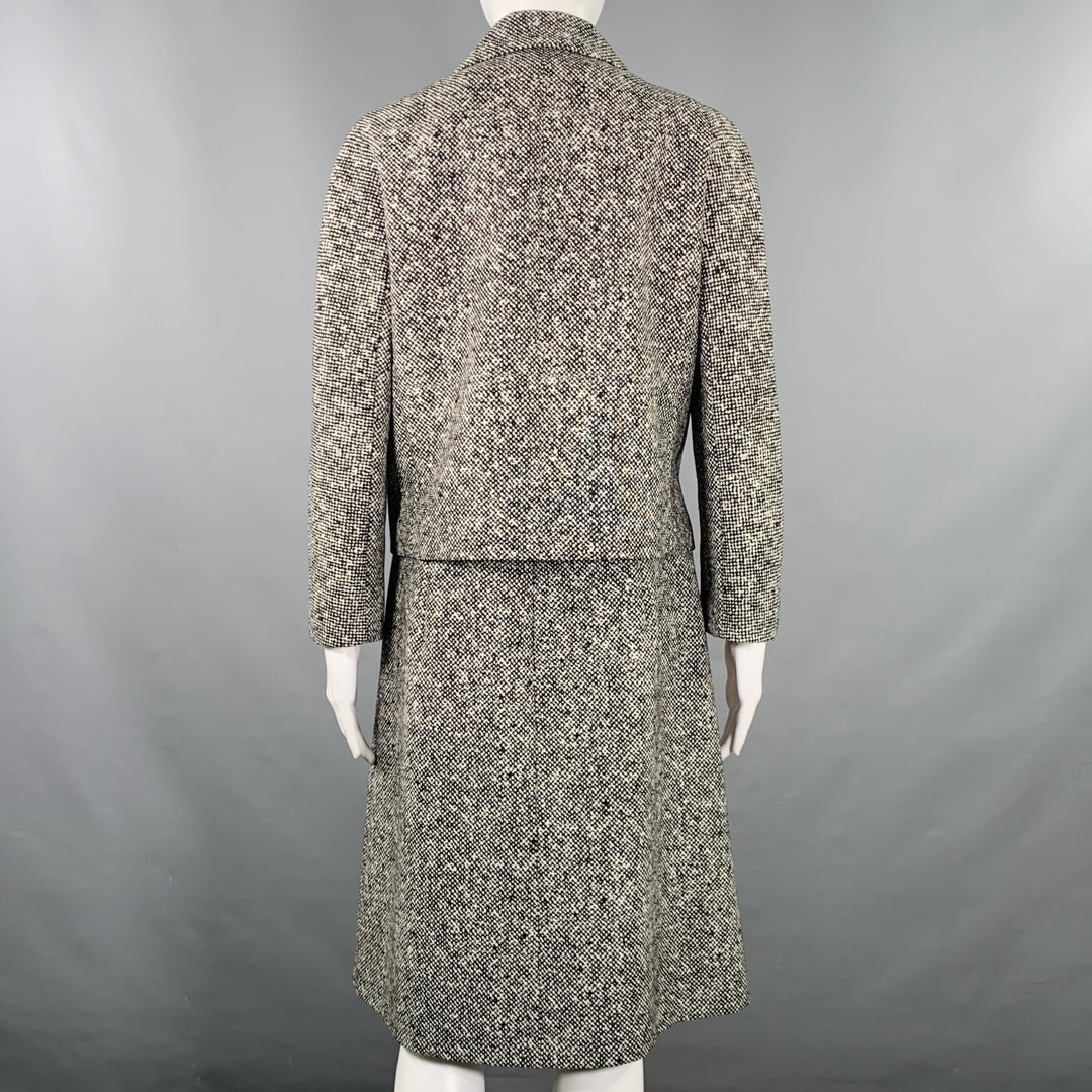 MICHAEL KORS COLLECTION Size 8 Black White Wool Blend Tweed Dress Jacket Set