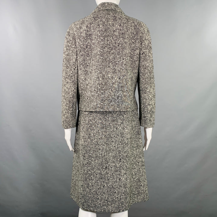 MICHAEL KORS COLLECTION Size 8 Black White Wool Blend Tweed Dress Jacket Set