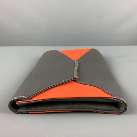 R+J Grey Orange Color Block Clutch Handbag