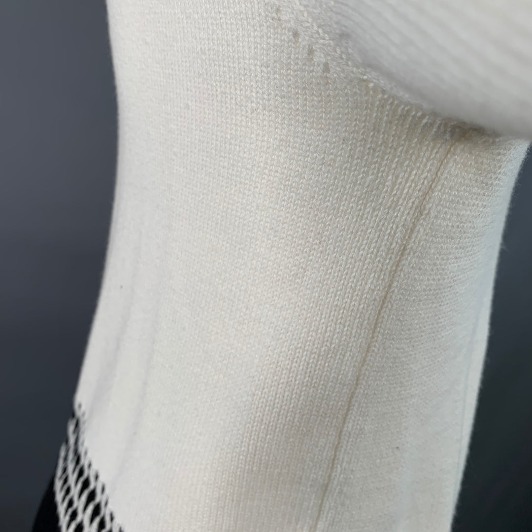 THE KOOPLES Size M White Black Knit Cotton Cashmere Crew Neck Sweater
