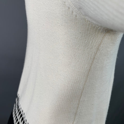 THE KOOPLES Size M White Black Knit Cotton Cashmere Crew Neck Sweater