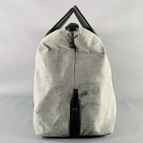 BENSON Grey Black Mixed Fabrics Leather Fabric Duffle Bag