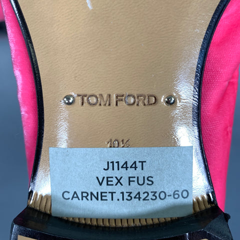 TOM FORD Size 10.5 Pink Black Velvet Tassels Loafers