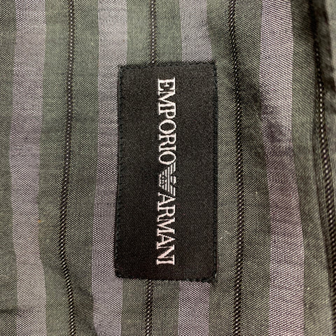 EMPORIO ARMANI Taille L Chemise à manches longues en coton viscose à rayures olive gris
