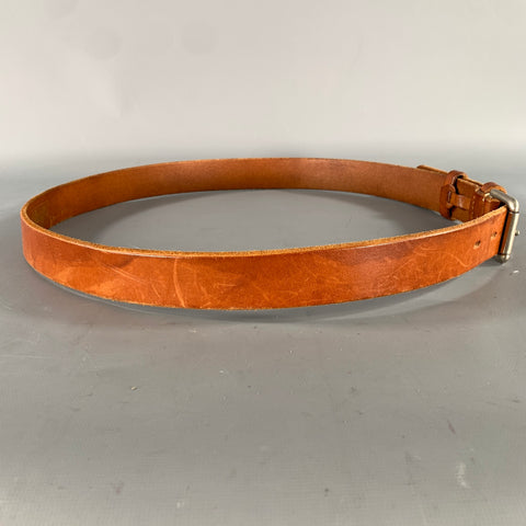 BERGDORF GOODMAN Size 38 Brown Light Crackled Leather Belt