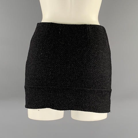 PRADA Size 2 Grey Dark Grey Wool Blend Mini Skirt