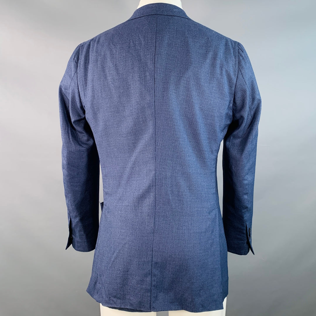 ISAIA Size 40 Navy Black Houndstooth Wool Silk Vicuna Sport Coat