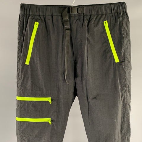 STAMPD Size M Black Green Nylon Joggers Casual Pants