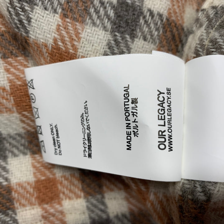 OUR LEGACY Size L Cream Orange Grey Checkered Patch Pocket Jacket