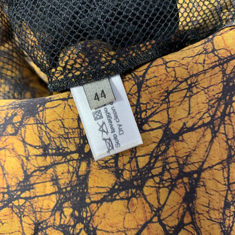 BOTTEGA VENETA Size M Yellow Black Silk Blend Knee-Length Dress