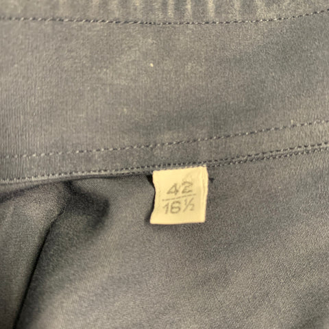 LANVIN Size L Navy Cotton Hidden Placket Long Sleeve Shirt