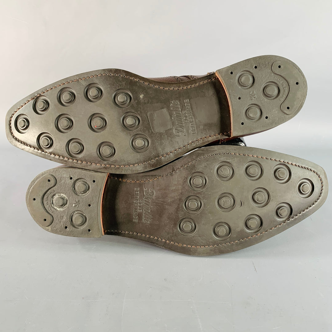 GEORGE CLEVERLEY Size 12 Brown Perforated Pebble Grain Leather Derby Lace-Up Shoes