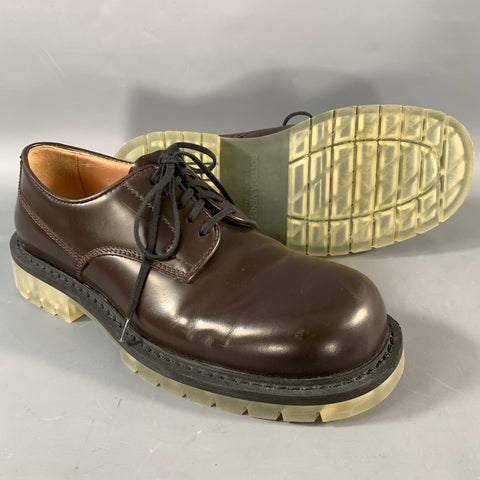 BOTTEGA VENETA Size 8 Brown Leather Lace Up Lace Up Shoes