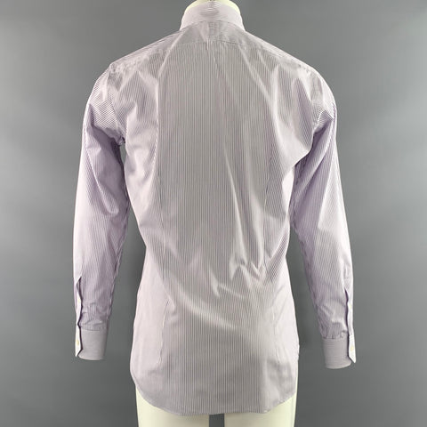 HAMILTON Size S Purple White & Blue Stripe Spread Collar Long Sleeve Shirt