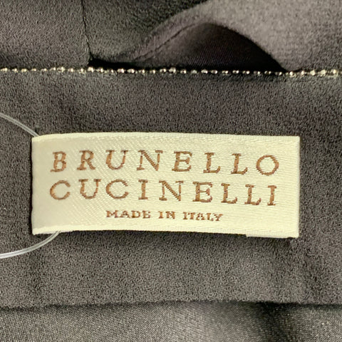 BRUNELLO CUCINELLI Size XL Grey Charcoal Silk Sleeveless Long Evening Gown