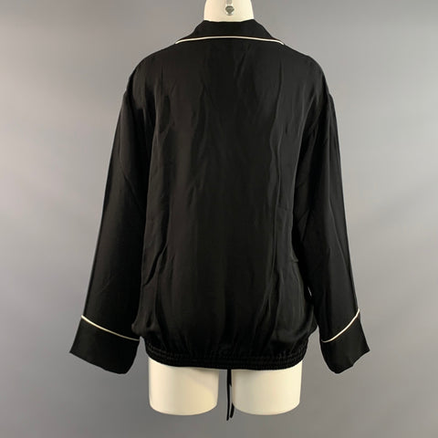 GUCCI Size S Black White Viscose Silk Embellishment Pajama Jacket