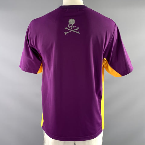 MASTERMIND WORLD Size L Purple Yellow Polyester Crew Neck T Shirt