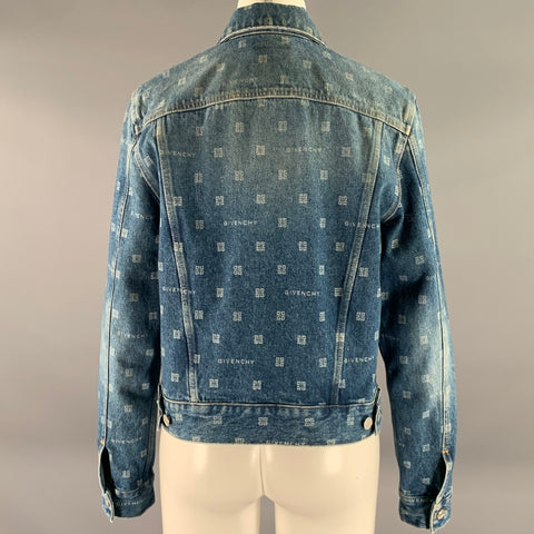 GIVENCHY Size M Blue Cotton Monogram Trucker Jacket