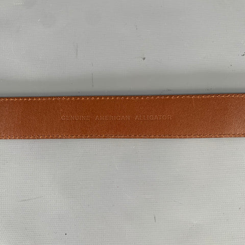 RALPH LAUREN Size 36 Brown Textured Alligator Leather Sterling Silver Belt