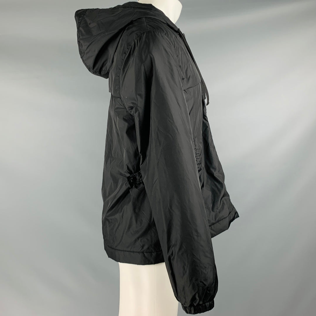 ACNE STUDIOS Size M -Mayland Face- Black Nylon Hooded Jacket