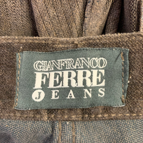 GIANFRANCO FERRE Size 33 Brown Velvet Cotton Button Fly Jeans