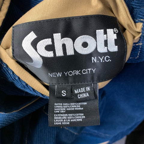 SCHOTT Size S Blue Khaki 9504 Corduroy Cotton & Chinlon Reversible Jacket