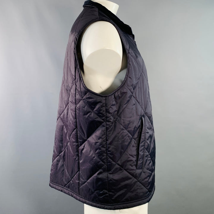 BARBOUR Size XL Finn Navy Quilted Polyamide Zip Up Puffer Vest