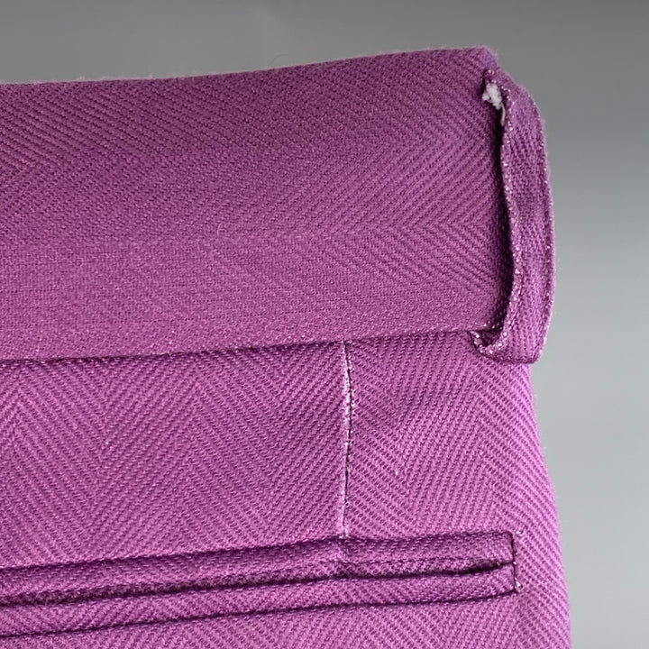 LABRUM Size 32 Purple Polyester Herringbone Pleated Dress Pants